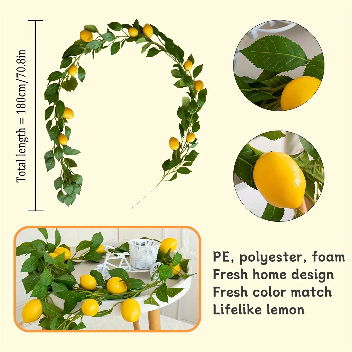 Artificial lemon wreath with green plants