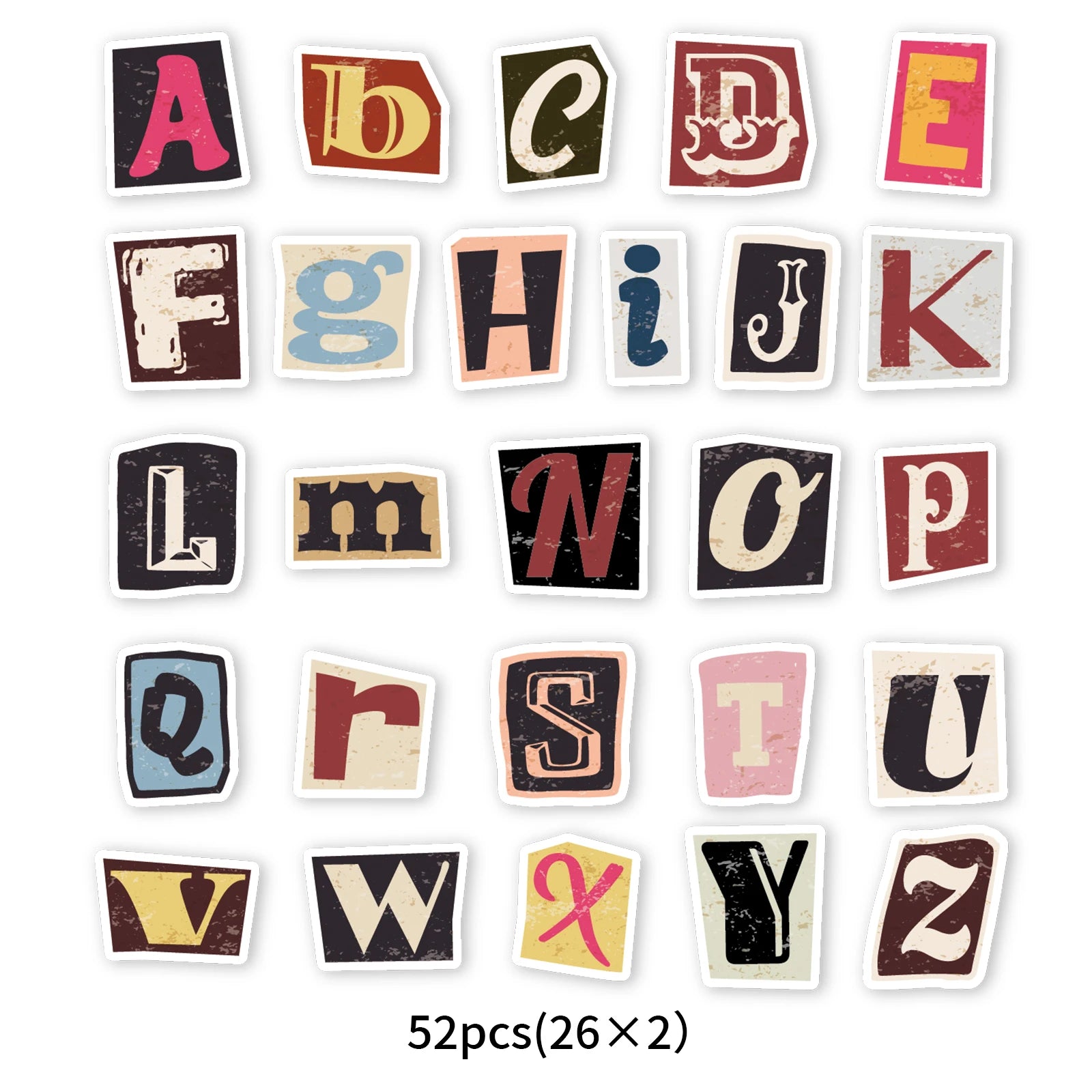 52pcs English Letter Pattern Stickers