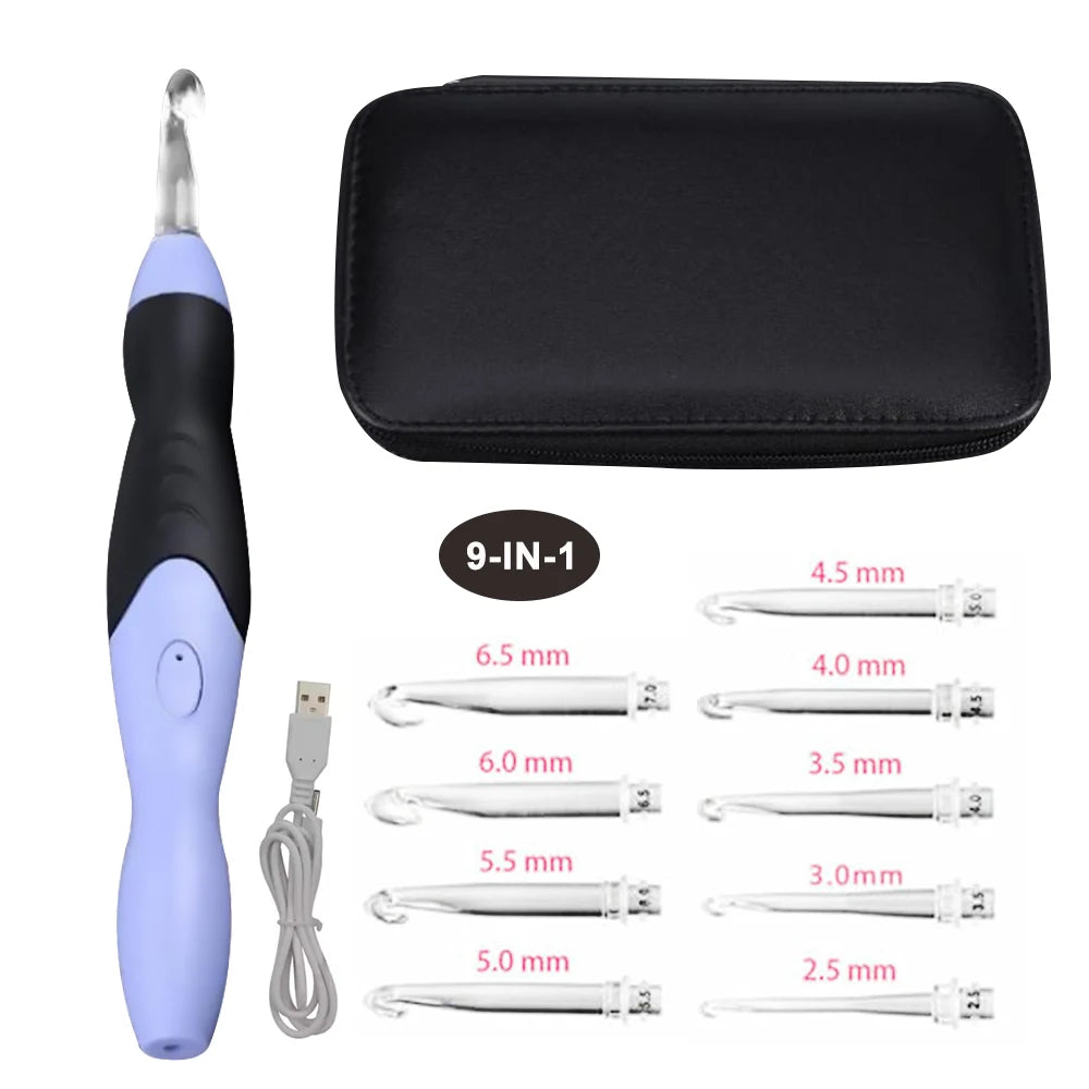 9-In-1 Luminous Led Needle USB Knitting Tool Kit