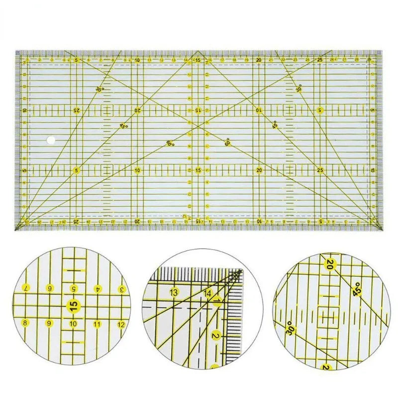 15*30 Quilters Ruler with Double Colored and Grid Lines