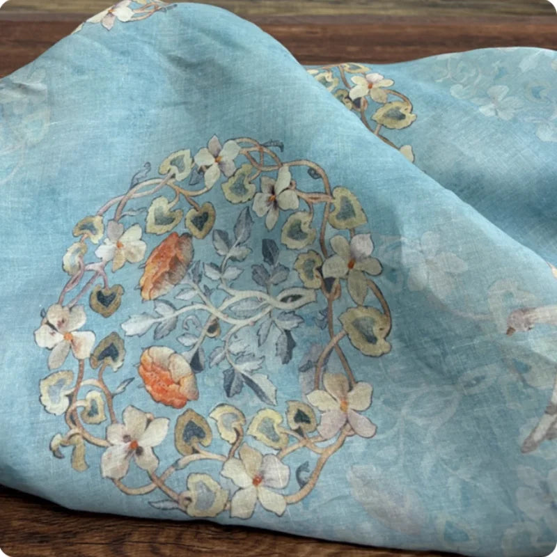 Blue Handmade Ramie Fabric