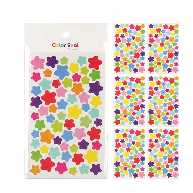 6pcs Scrapbook notebook love polka dot star stickers