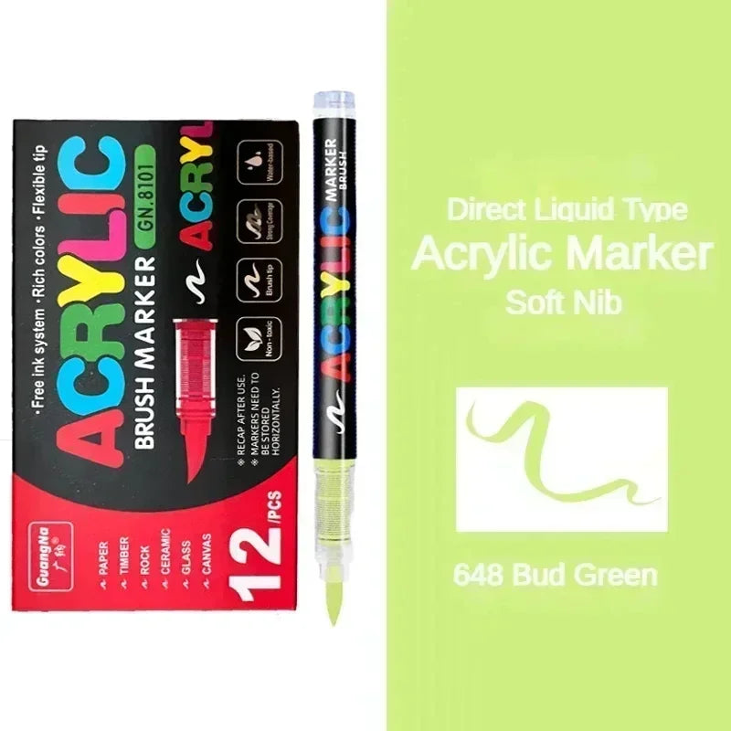 360/12 Colors Acrylic Paint Pens Markers Brush Tip