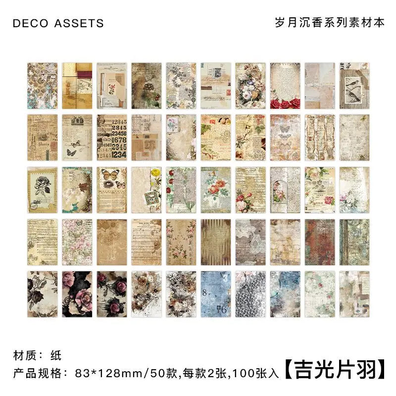 100 pcs material paper book Vintage Decorative Scrapbooking