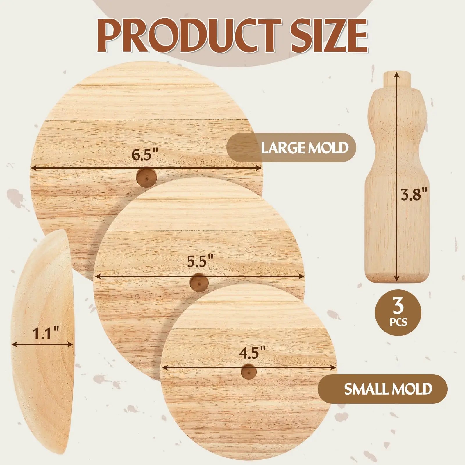 4.5/5.5/6.5 Inch Pottery Mold With Round Clay