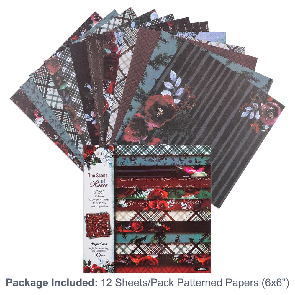 12 Sheets Vintage Background Printed Scrapbooking Paper Pads
