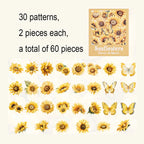 60 Pieces Plant Flower Pattern PET Stickers