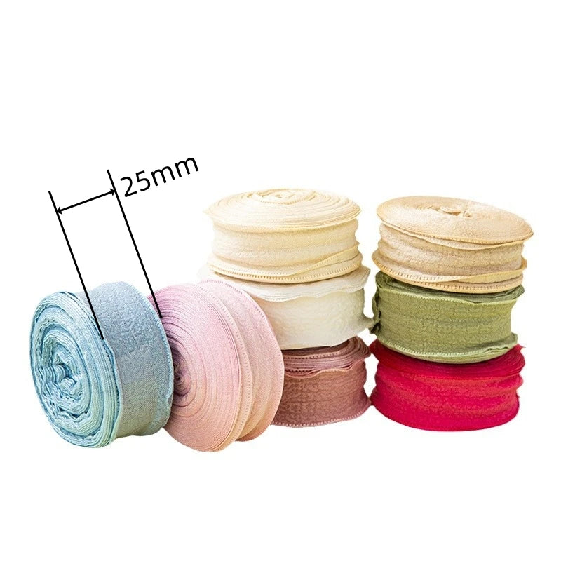 10Yards/Roll Pleated Chiffon Ribbon Wavy Edged