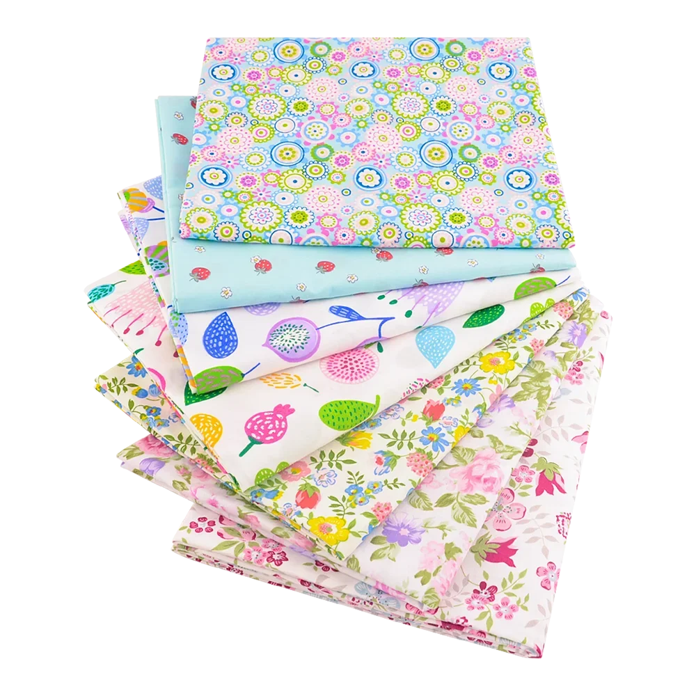 7 Pieces 9.8"X 9.8" (25cm X 25cm) Floral Printed Cotton Fabric Bundle