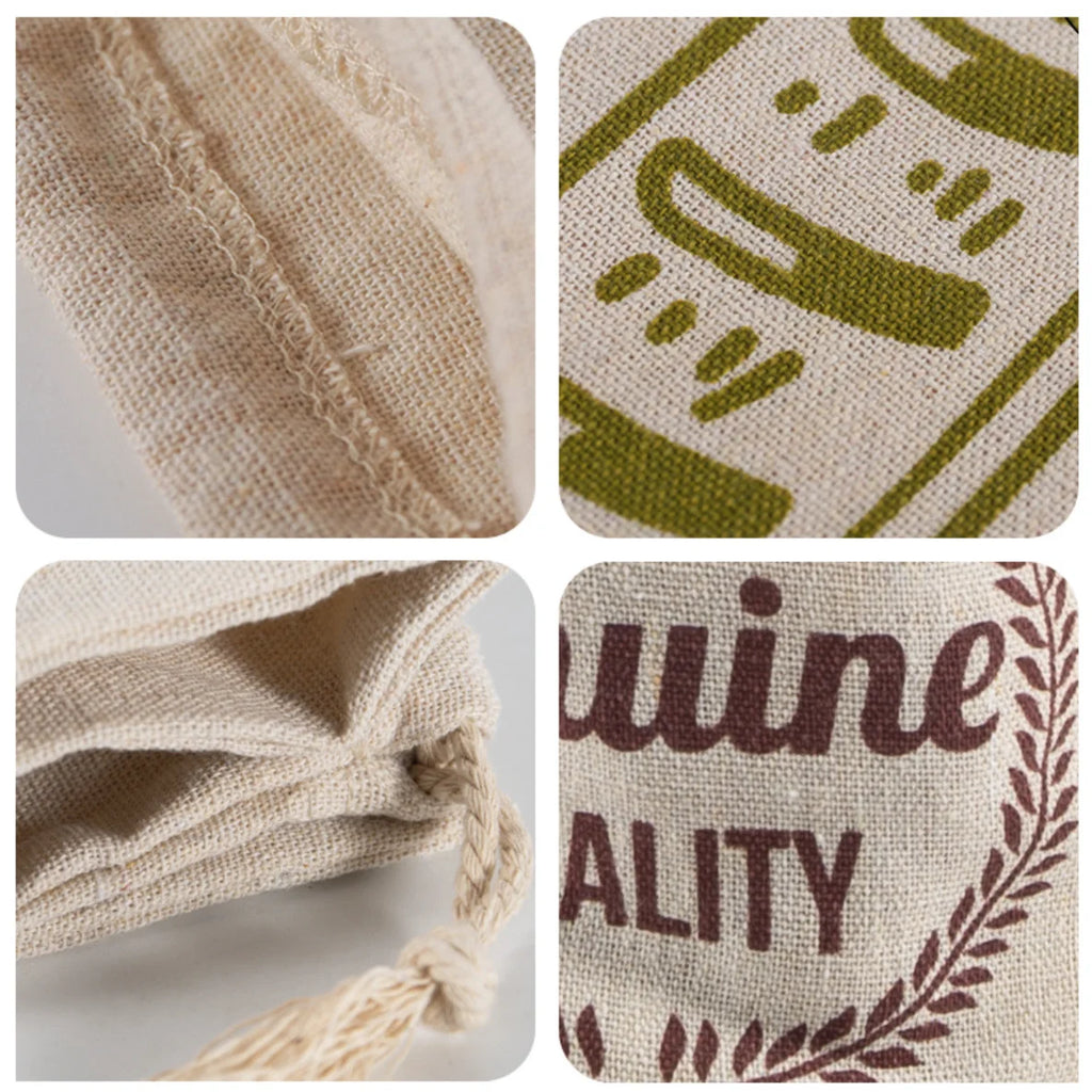 Linen Bread Bags Reusable Drawstring Bag For Loaf
