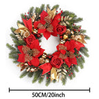 1 x 20" Holiday Christmas Wreath with Red Roses Gold Balls and Pinecones