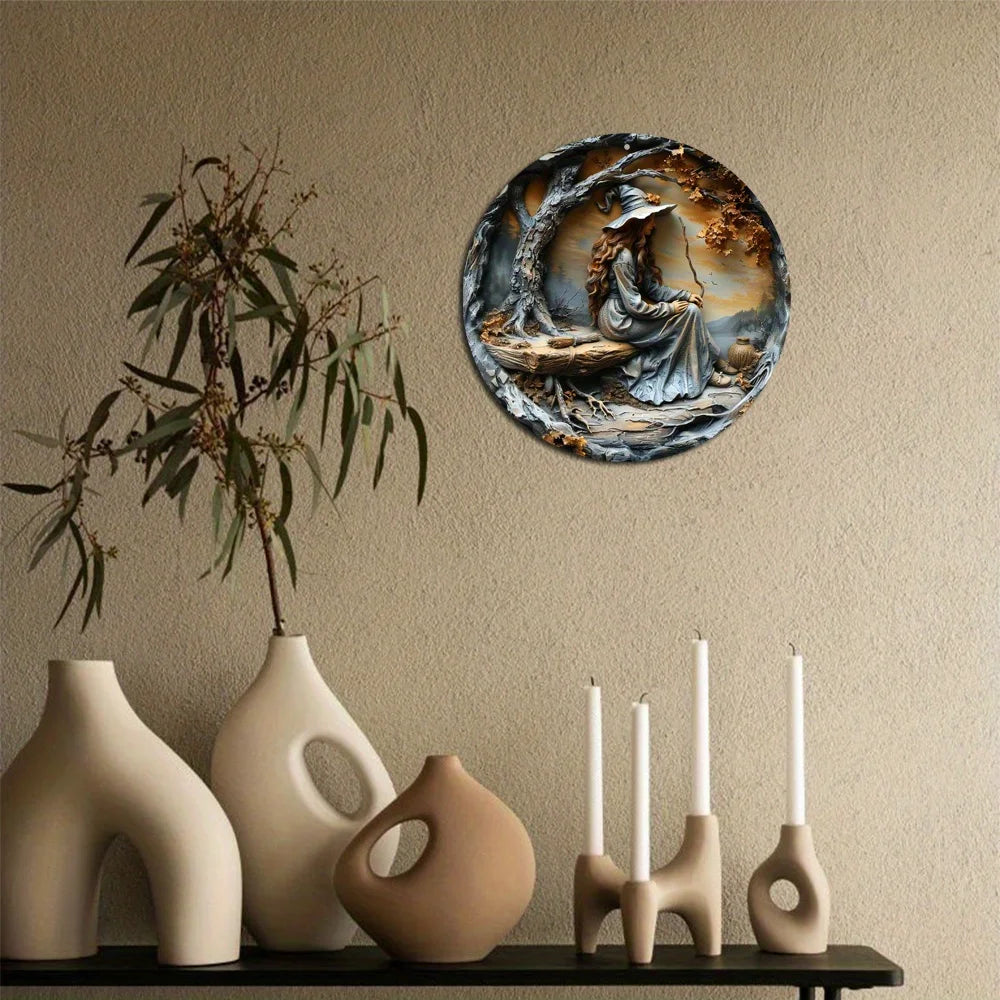 Vintage Witch Broom Theme Wreath Sign