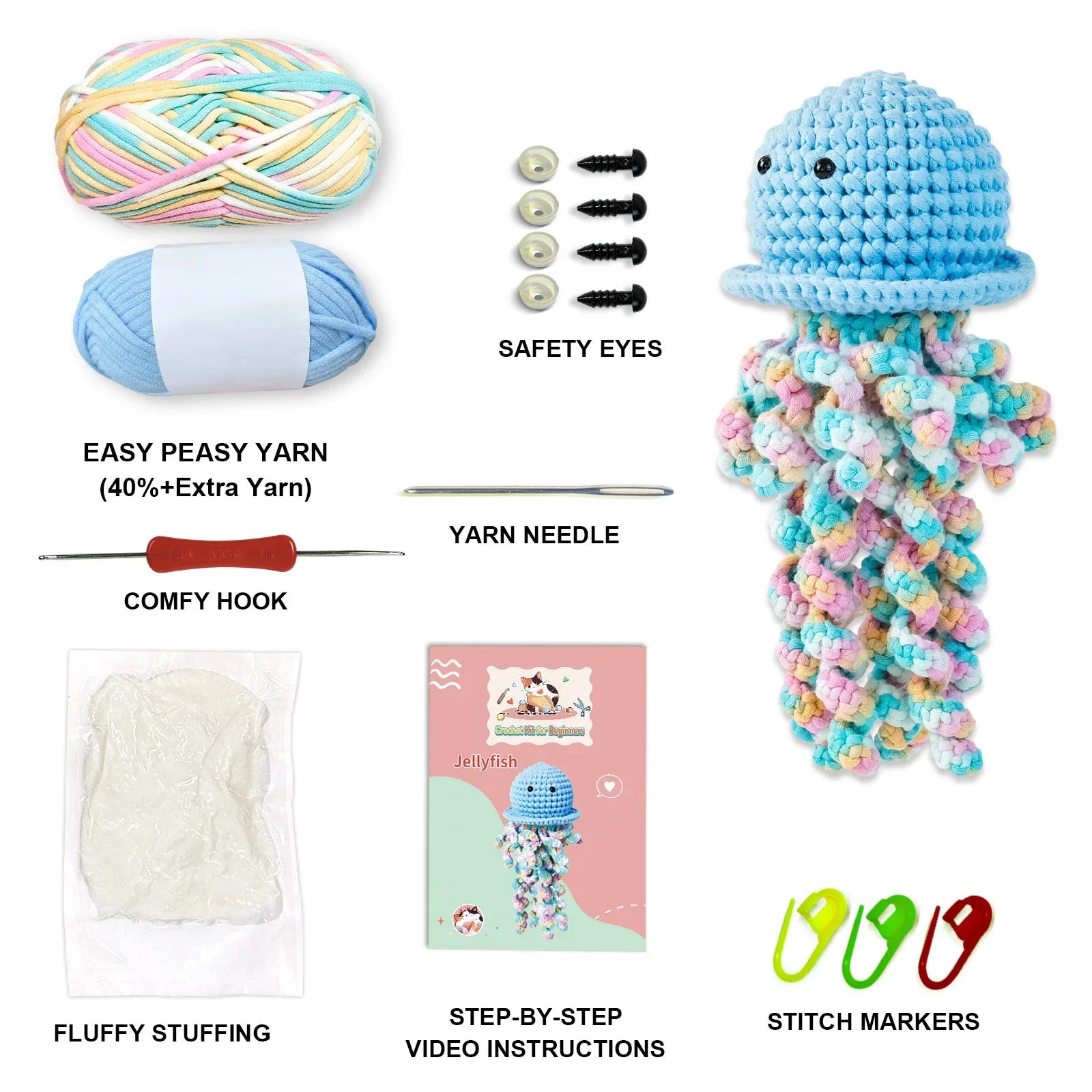 Colorful Jellyfish Crochet Start Kit