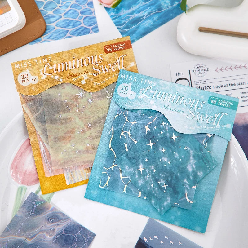 20pcs Flowing Light Wave Shadow Series Wave Theme PET Stickers