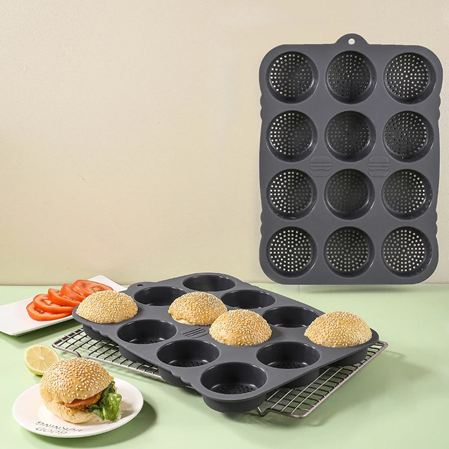 1PC Hamburger Bread mold 12-hole round