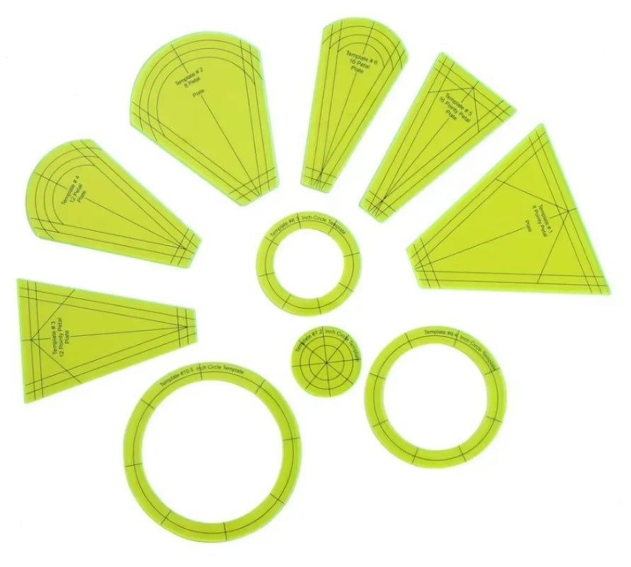 10Pcs Acrylic Template Set Quilting Template Free Motion Sewing Ruler