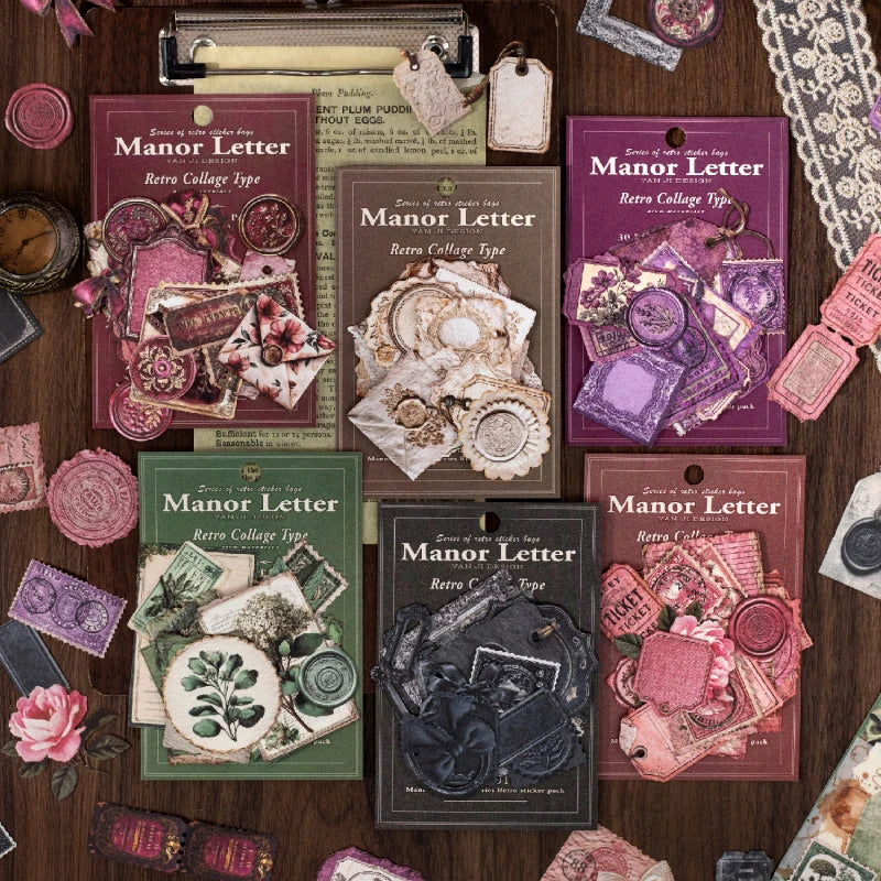 30 pcs/pack Vintage Manor Plants Flowers Stickers