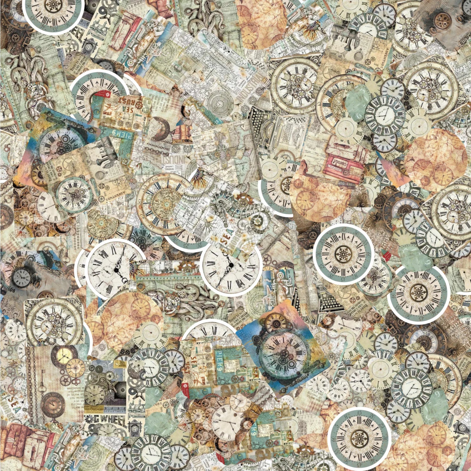 46 PCS Vintage Clock Retro Style PVC Sticker