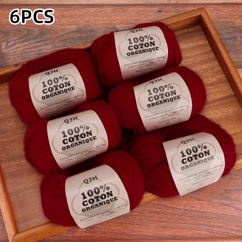 6pcs Cotton Soft Breathable Yarn