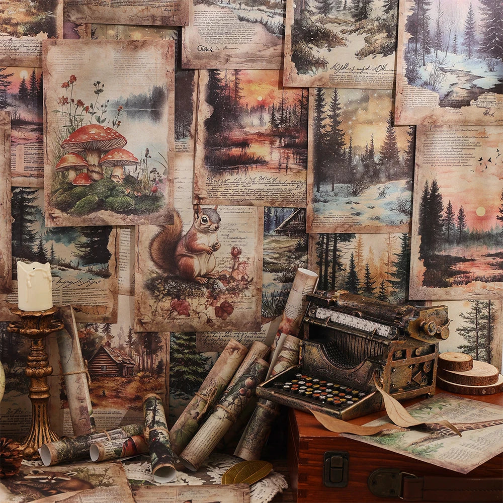 160 Sheets Vintage Natural Scenery Scrapbook Paper