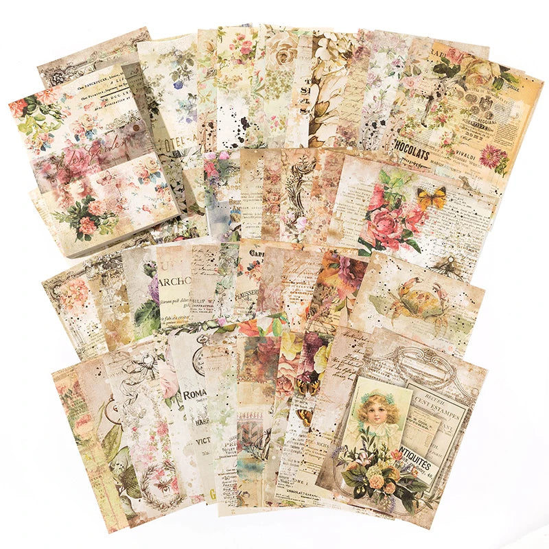 100Pcs/Pack Vintage Scrapbooking Decorative Paper