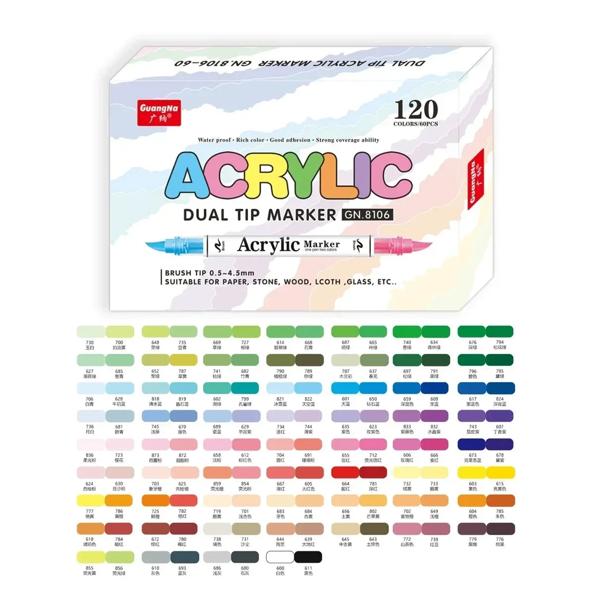 360/12 Colors Acrylic Paint Pens Markers Brush Tip