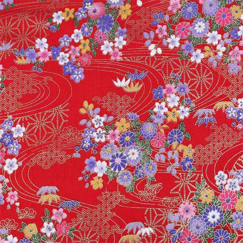 Japanese Style Kimono Bronzed Cotton Fabric