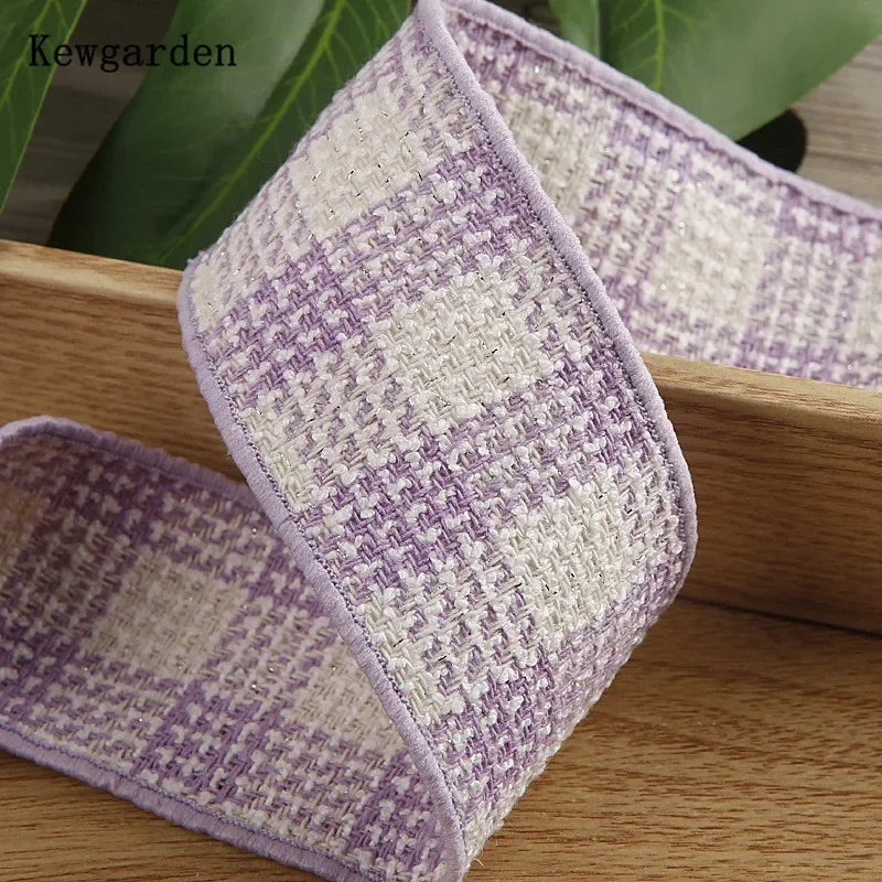 Plaid Linen Cotton Knitting Ribbons