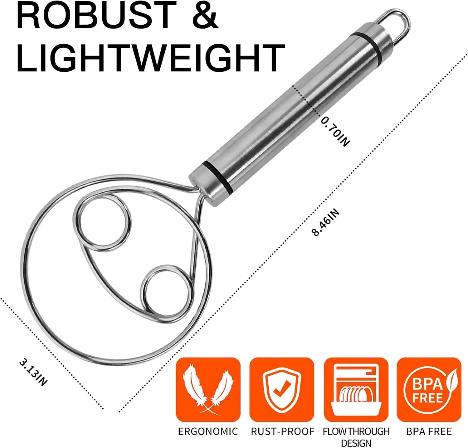 Stainless Steel Danish Dough Whisk