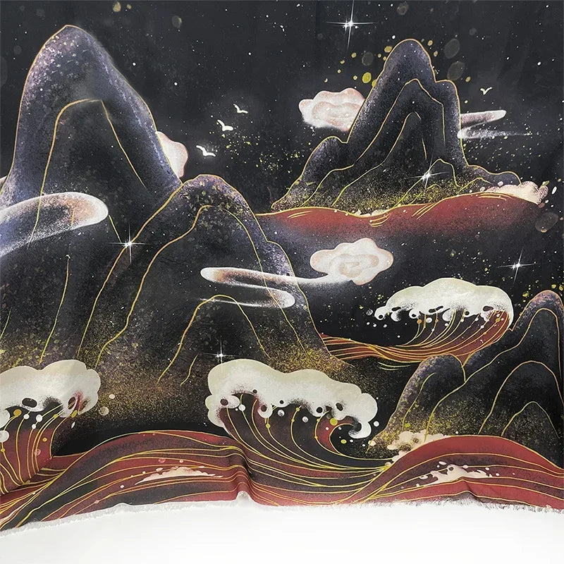 Chiffon Fabric Chinese Landscape Printing