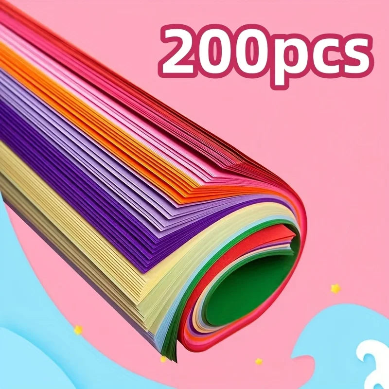 200Pcs, Colorful Handmade Paper, Square