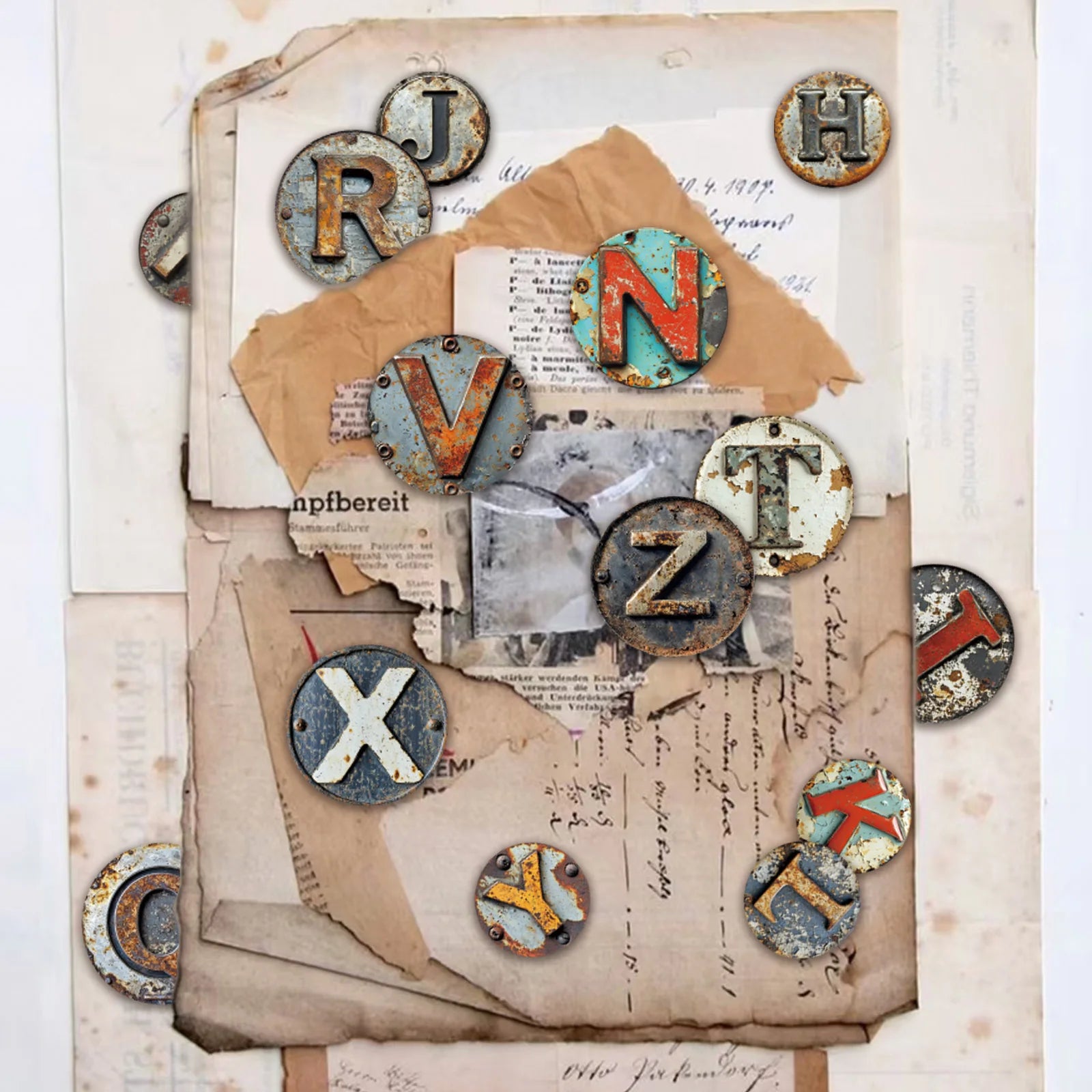 52-PCS Vintage Letter Pattern Stickers