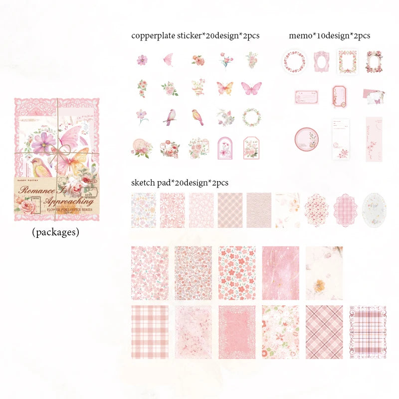 100pcs/set Mixed Material Pack Flower Lace Handbook