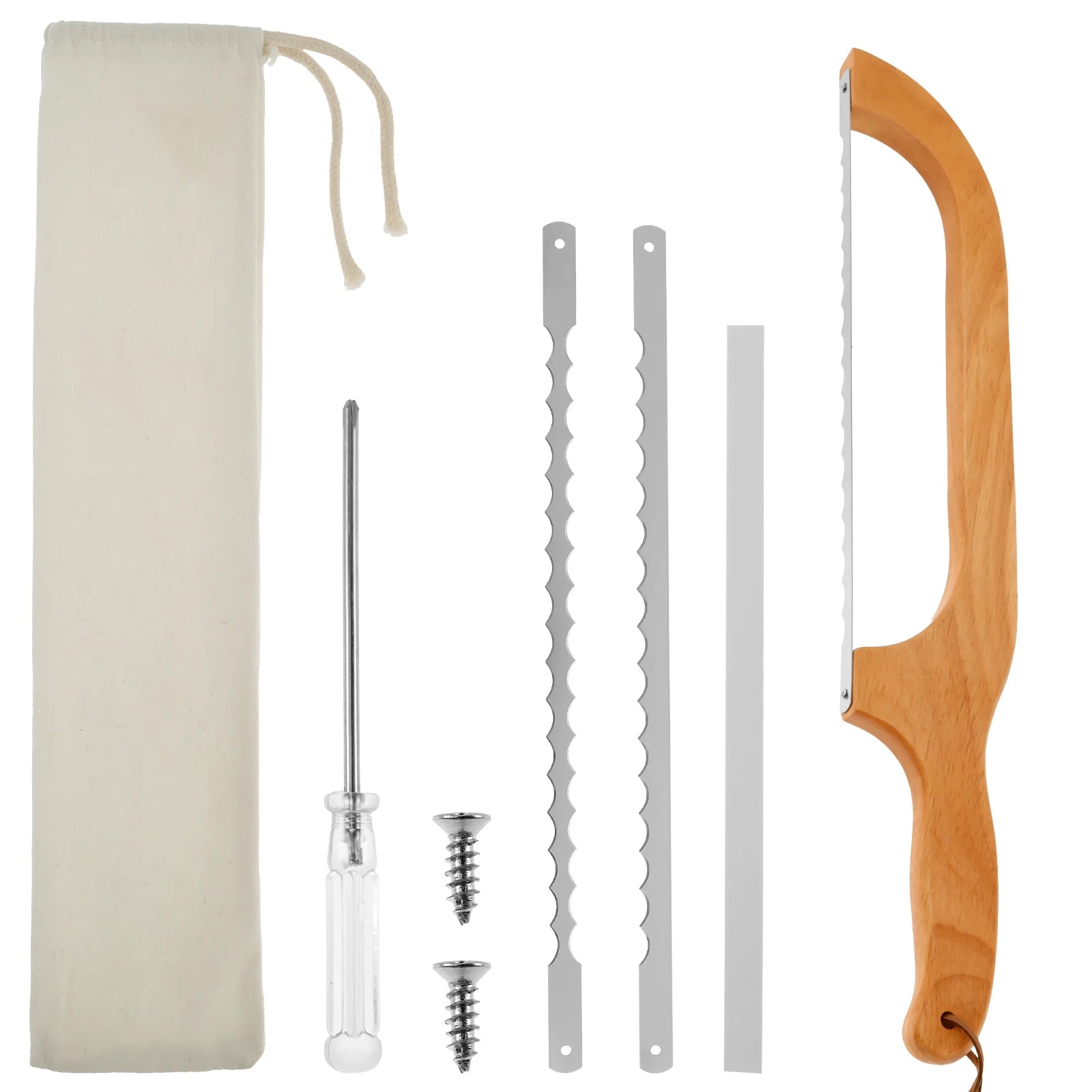 Wooden Bread Bow Knife Bow Bread Knife for Sourdough with Wooden Handle Bread Slicer for Homemade Bread Sourdough Bread Cutter