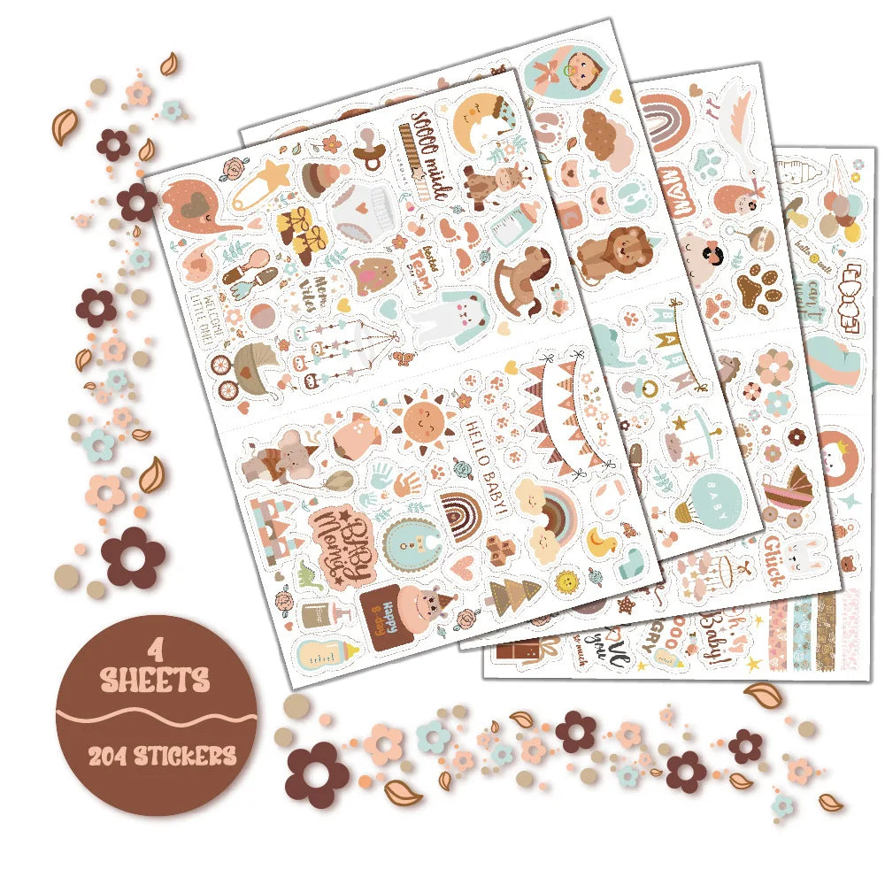4 sheets/pack Baby Scrapbook Stickers