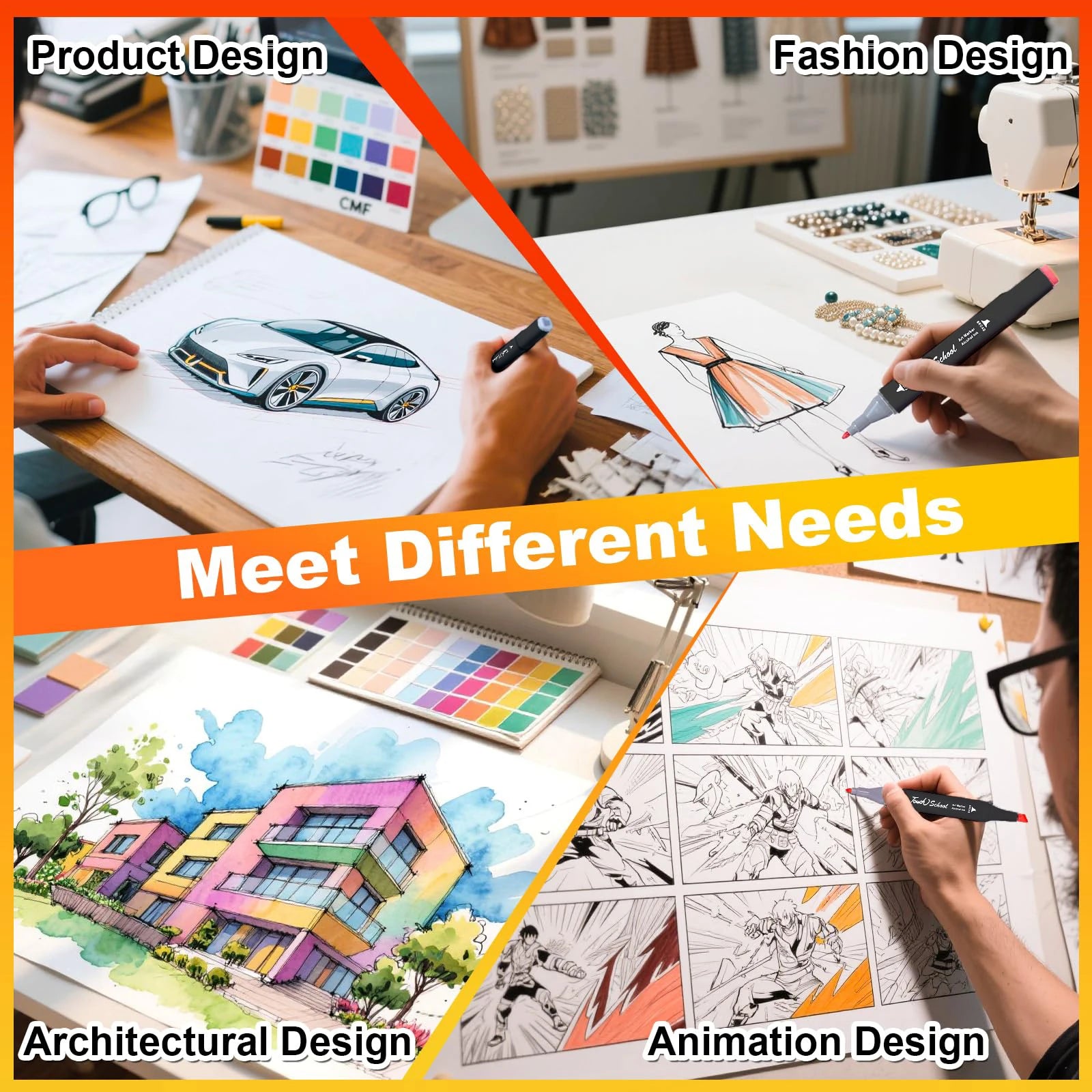 Alcohol Markers Dual Brush Tip Permanent Art Markers Set