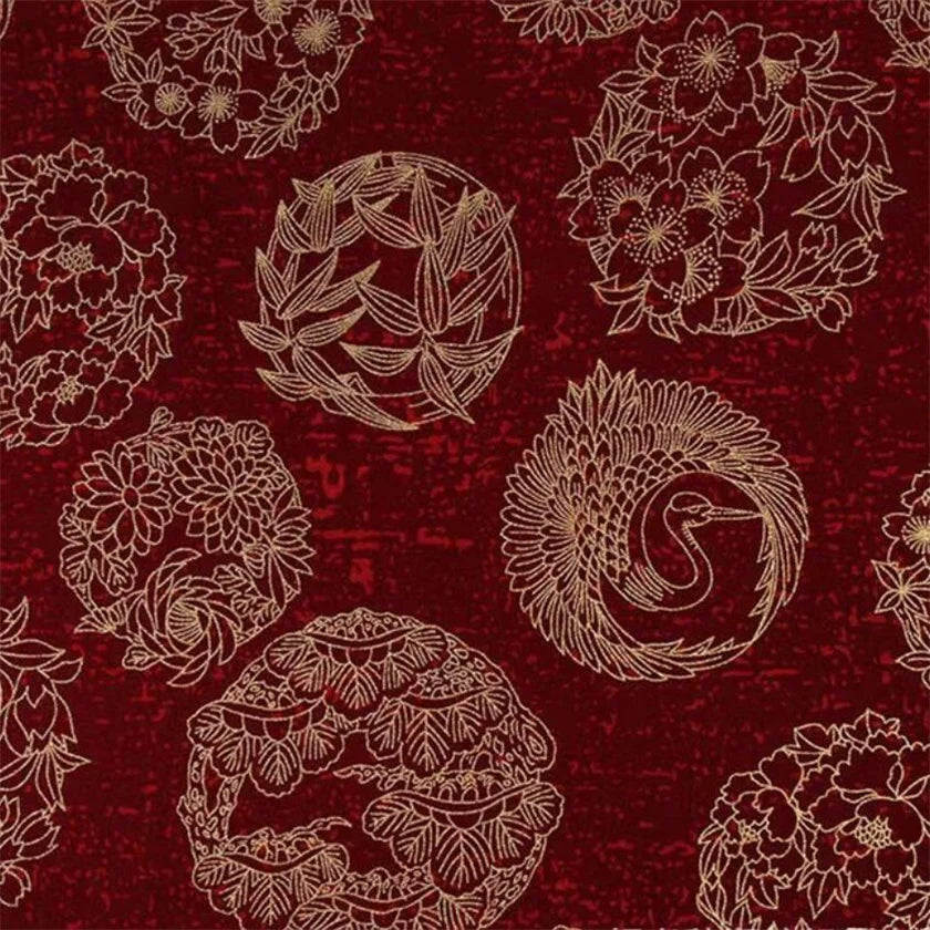 Japanese Style Kimono Bronzed Cotton Fabric