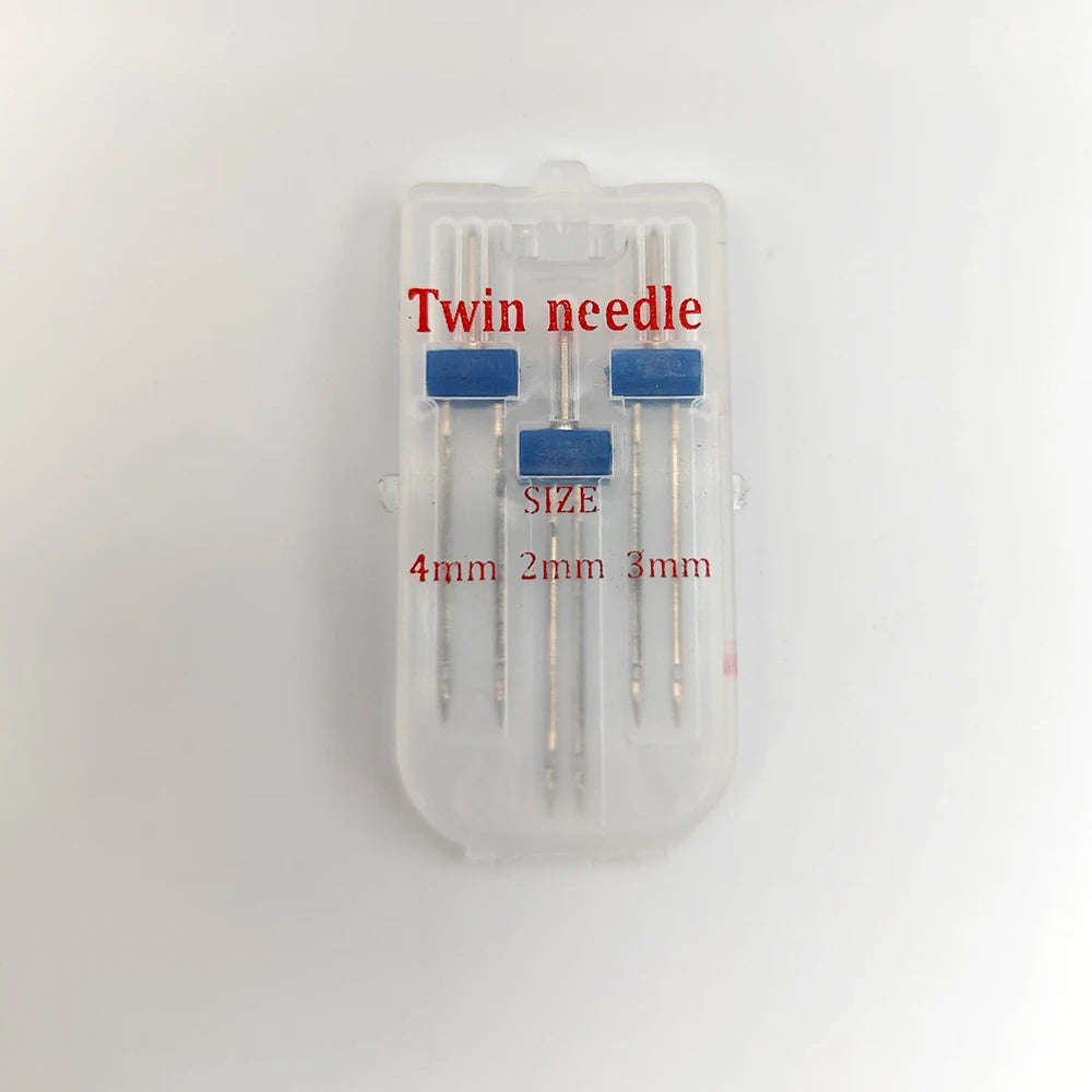 3Pcs/Set Double Needles Size 2/3/4mm And Wrinkled 9 Grooves Sewing Presser Foot