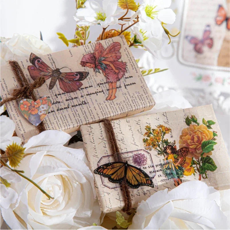 45 Pieces Stickers scrapbook Retro Flower fairy diary