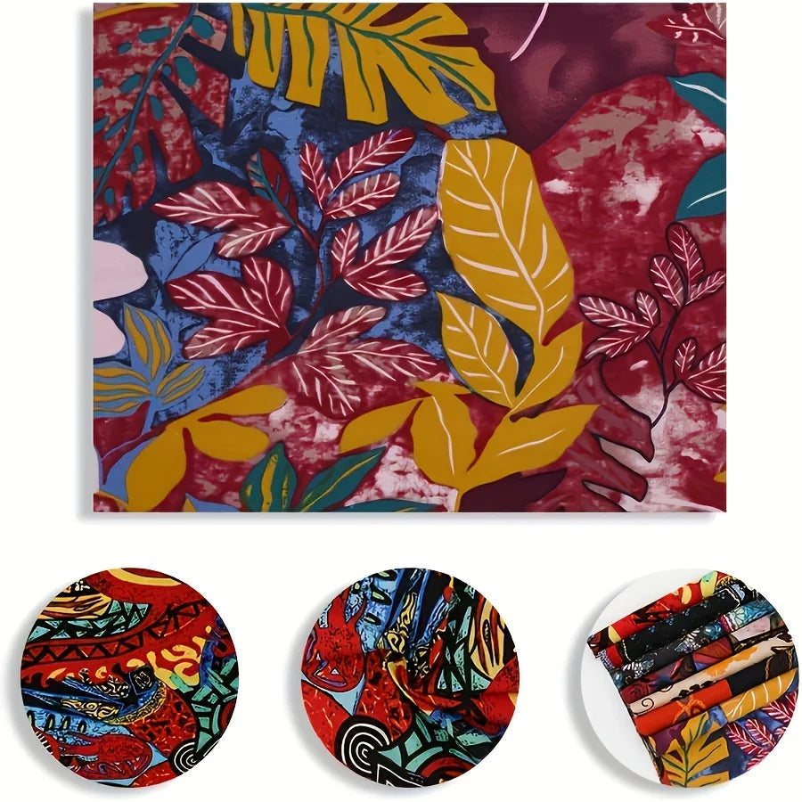 7 PCS Ethnic Linen Fabric,50 x 40cm/ 20 x 16 Inches Vintage Fat Quarters