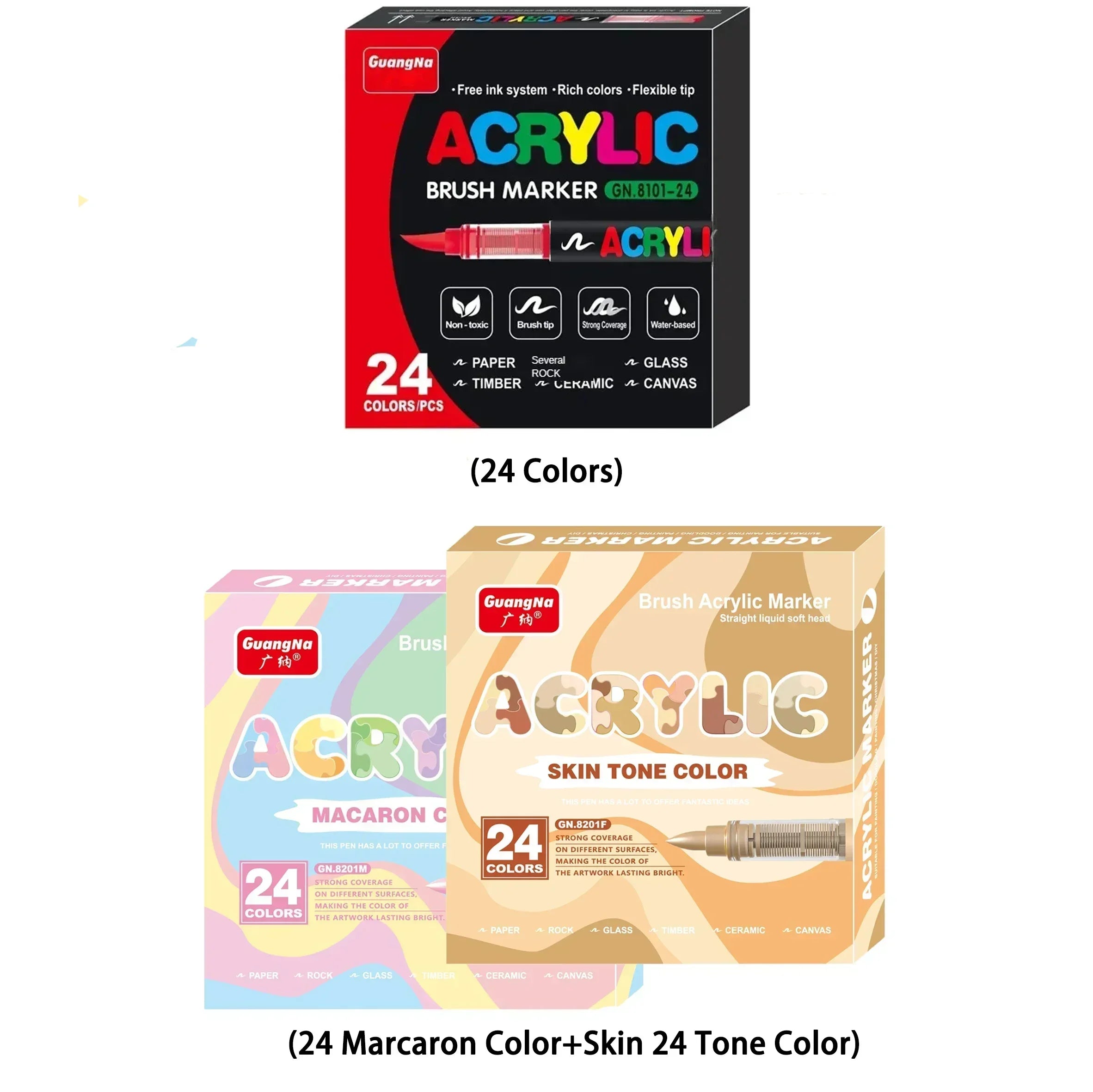 360/12 Colors Acrylic Paint Pens Markers Brush Tip