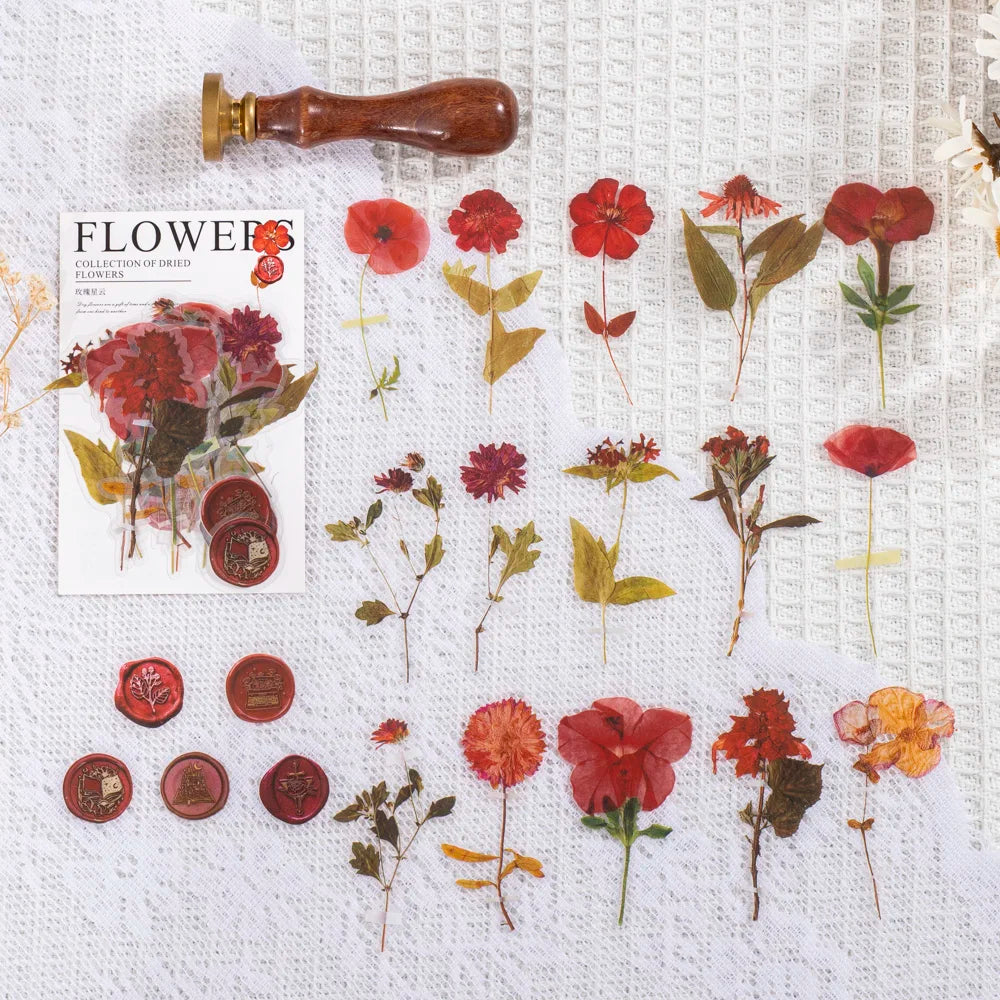 40 pcs/pack Vintage Dried flower Leaf specimen Stickers