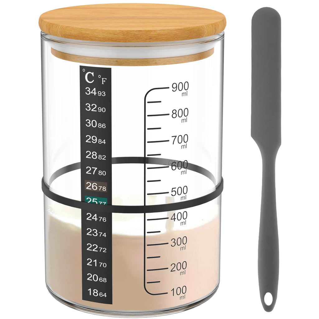 Sourdough Starter Jar Kit 900ml Clear Glass Kitchen Tools