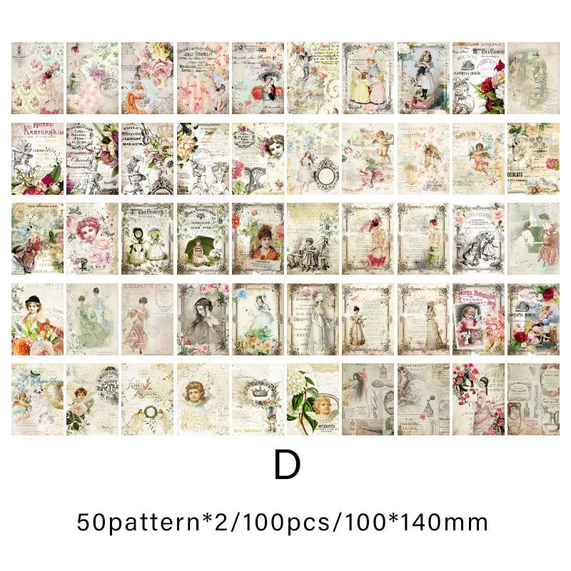 100pcs/pack Vintage Scrapbook Paper