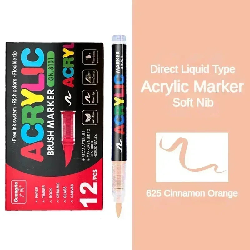 360/12 Colors Acrylic Paint Pens Markers Brush Tip