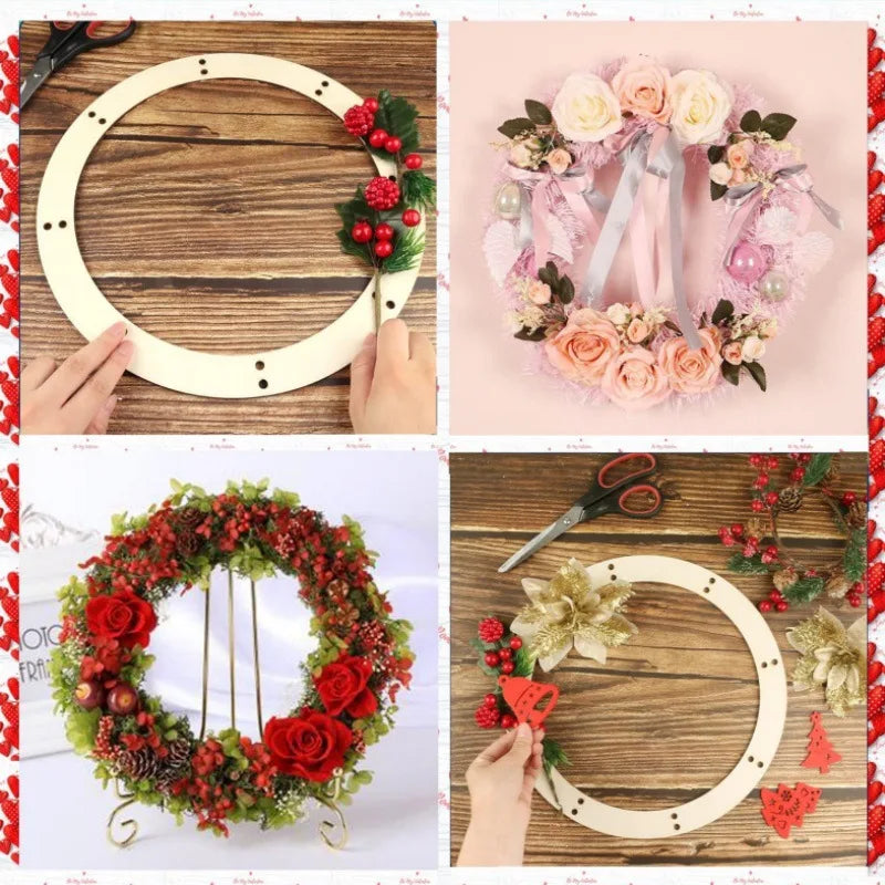 6/12pcs 30cm round Wooden Wreath Frames