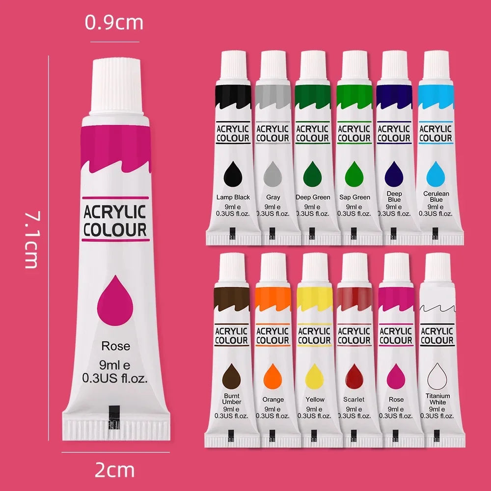 12 Color Acrylic Paint Set