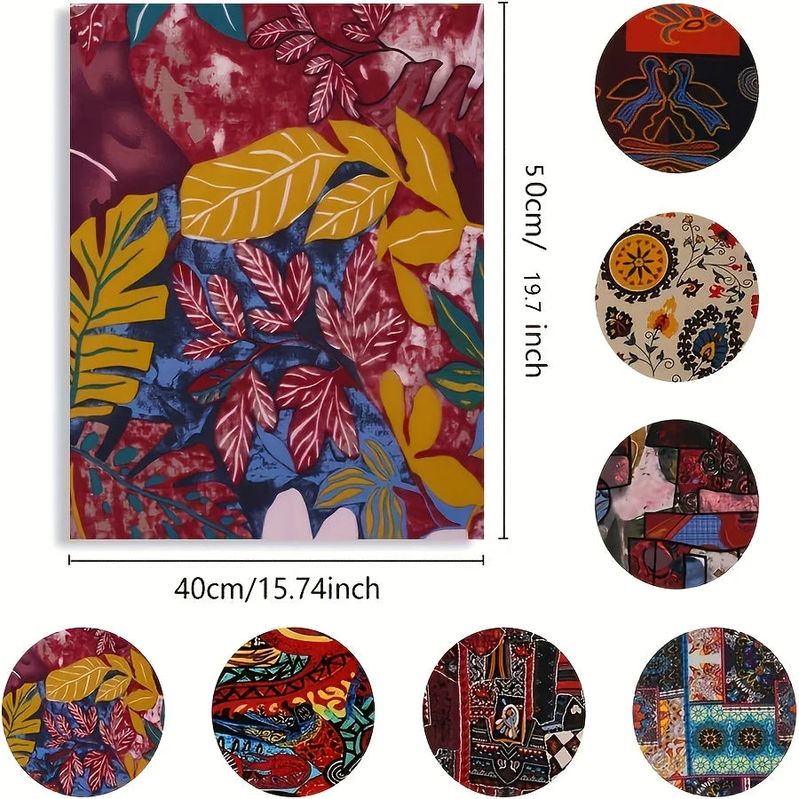 7 PCS Ethnic Linen Fabric,50 x 40cm/ 20 x 16 Inches Vintage Fat Quarters