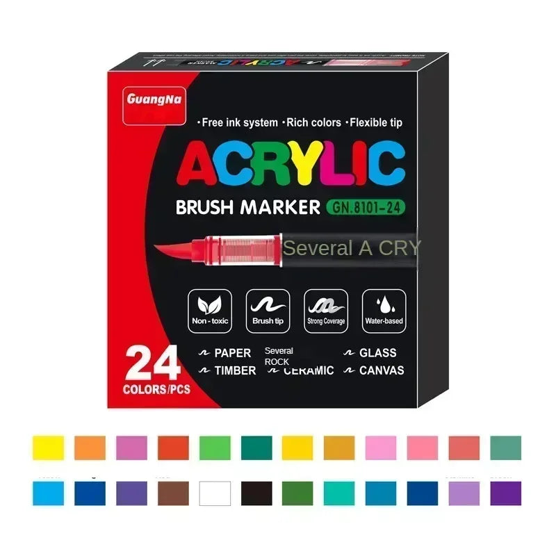 360/12 Colors Acrylic Paint Pens Markers Brush Tip