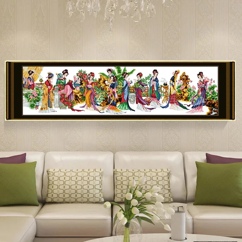 Joy Sunday Embroidery Twelve Jinling Ladies Stamped Cross Stitch